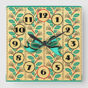 Art Deco Klimatende aardbeiboomwijnstokken Vierkante Klok