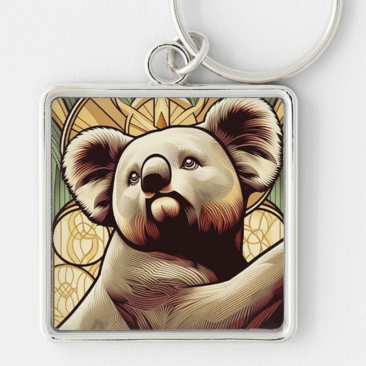 Art Deco Koala Beer Sleutelhanger (Voorkant)