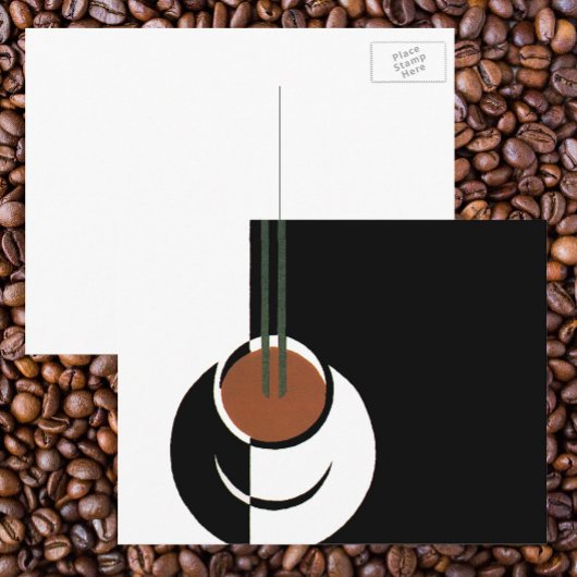 Art Deco, Koffiebeker met stoom Briefkaart