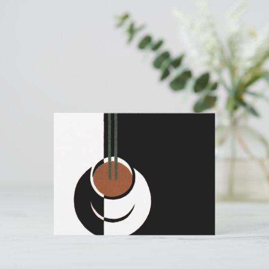 Art Deco, Koffiebeker met stoom Briefkaart (Staand voorkant)