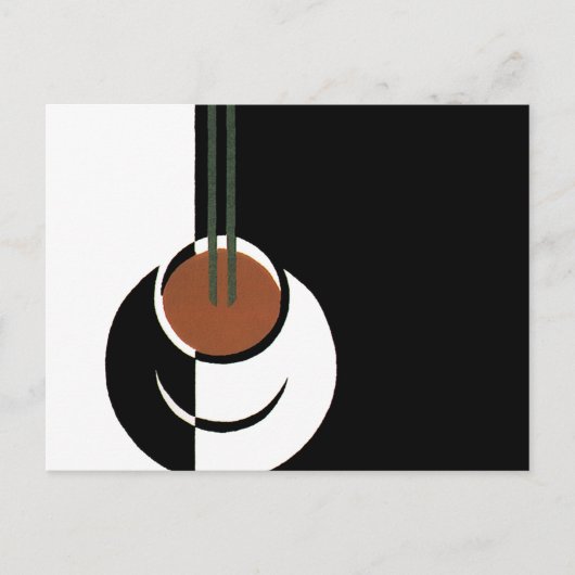 Art Deco, Koffiebeker met stoom Briefkaart (Voorkant)