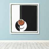 Art Deco, Koffiebeker met stoom Canvas Afdruk (Insitu (Houten vloer))