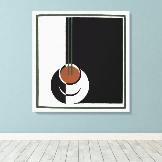 Art Deco, Koffiebeker met stoom Canvas Afdruk (Insitu (Houten vloer))