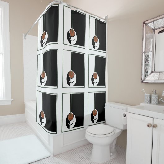 Art Deco, Koffiebeker met stoom Douchegordijn (In situ)