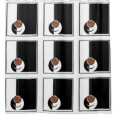 Art Deco, Koffiebeker met stoom Douchegordijn (Voorkant)