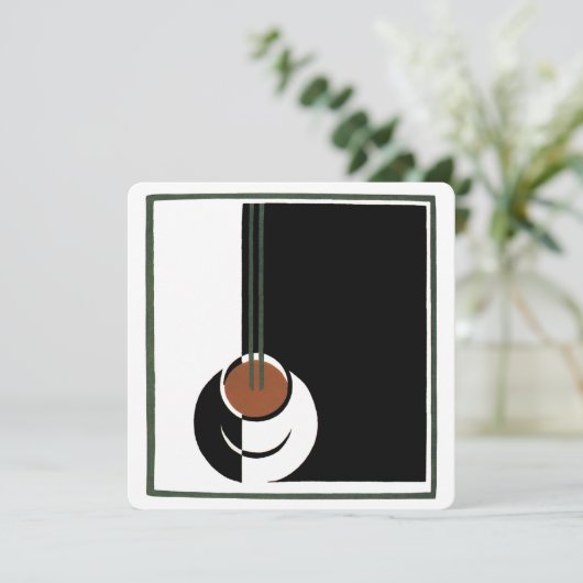  Art Deco, Koffiebeker met stoom Kaart (Staand voorkant)