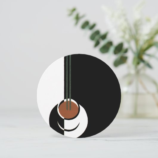  Art Deco, Koffiebeker met stoom Kaart (Staand voorkant)