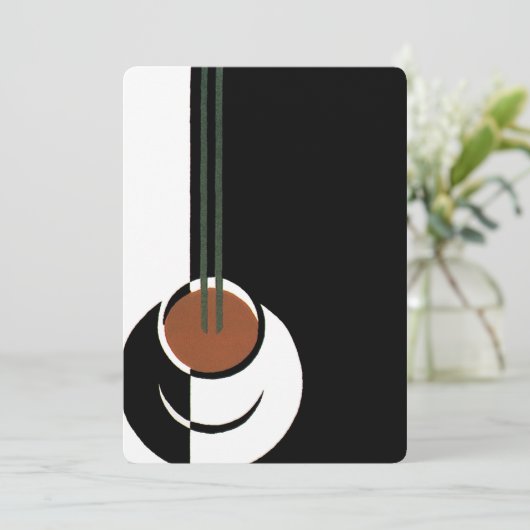  Art Deco, Koffiebeker met stoom Kaart (Staand voorkant)