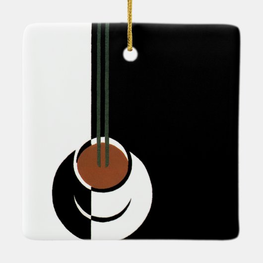  Art Deco, Koffiebeker met stoom Keramisch Ornament (Achterkant)