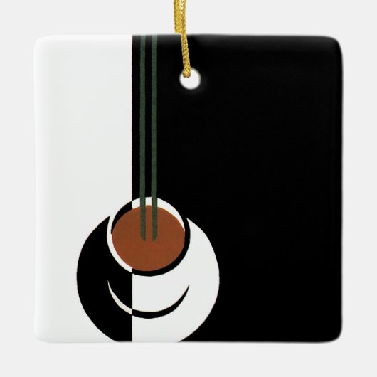  Art Deco, Koffiebeker met stoom Keramisch Ornament (Voorkant)