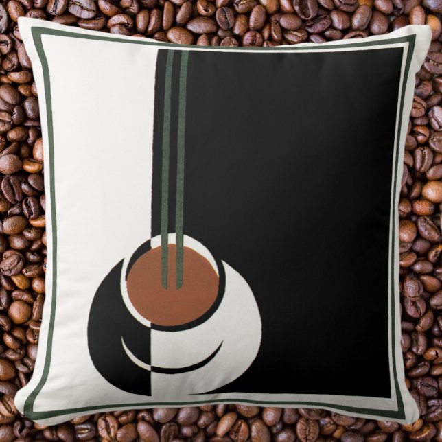  Art Deco, Koffiebeker met stoom Kussen (Creator heeft geüpload)