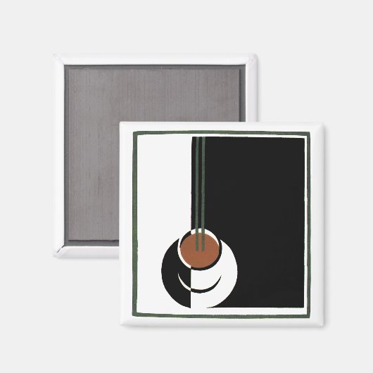 Art Deco, Koffiebeker met stoom Magneet (Voorkant / Achterkant)
