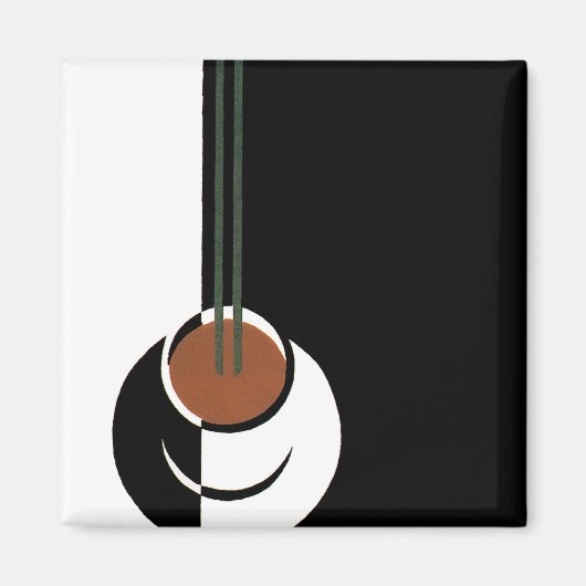 Art Deco, Koffiebeker met stoom Magneet (Voorkant)