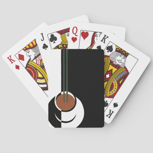Art Deco, Koffiebeker met stoom Pokerkaarten (Achterkant)