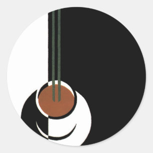 Art Deco, Koffiebeker met stoom Ronde Sticker