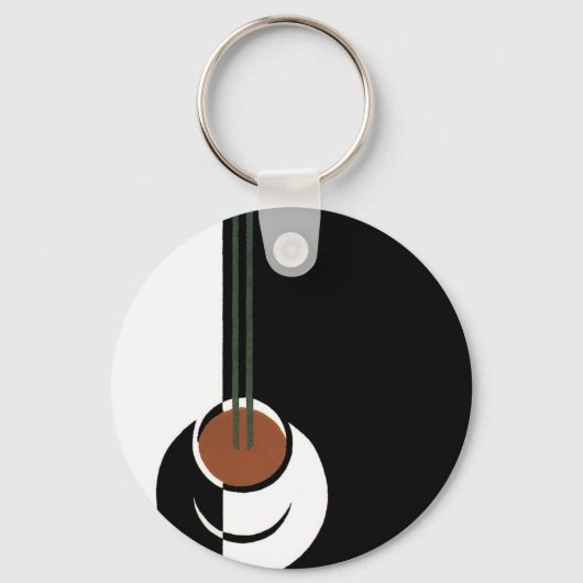  Art Deco, Koffiebeker met stoom Sleutelhanger (Voorkant)
