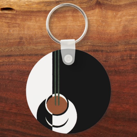  Art Deco, Koffiebeker met stoom Sleutelhanger (Voorkant)