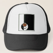 Art Deco, Koffiebeker met stoom Trucker Pet (Voorkant)