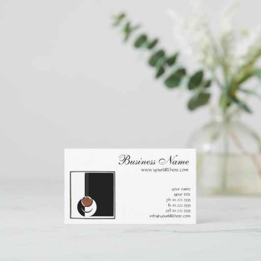 Art Deco, Koffiebeker met stoom Visitekaartje (Staand voorkant)