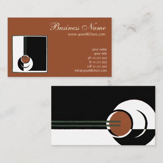  Art Deco, Koffiebeker met stoom Visitekaartje (Voorkant / Achterkant)