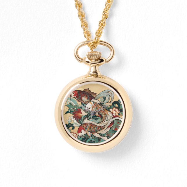 Art Deco Koi eWatch Horloge (Voorkant)