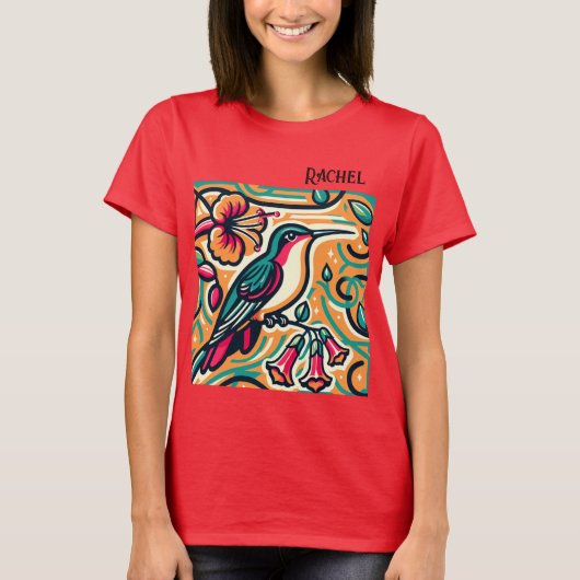 Art Deco Kolibrie Dames  T-shirt (Voorkant)