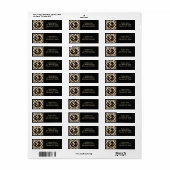 Art Deco Kolibrie Vogel Zwart Wit Goud Adres Etiket (Full Sheet)