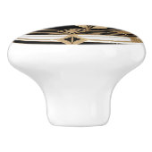 Art Deco Kolibrie vogel zwart wit goud Keramische Knop (Zijkant)