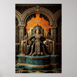 Art Deco Koninginnen Troon Vergulde Paleis Goud Poster