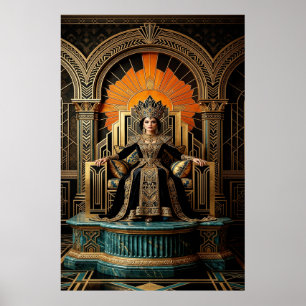 Art Deco Koninginnen Troon Vergulde Paleis Goud Poster