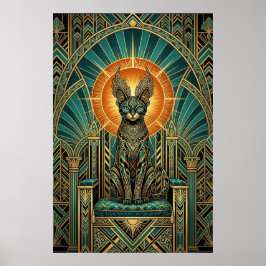 Art Deco Koninklijke Halo Kat Wandschildering Poster