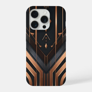 Art Deco koper- en zilveren geometrisch ontwerp iPhone 15 Pro Case