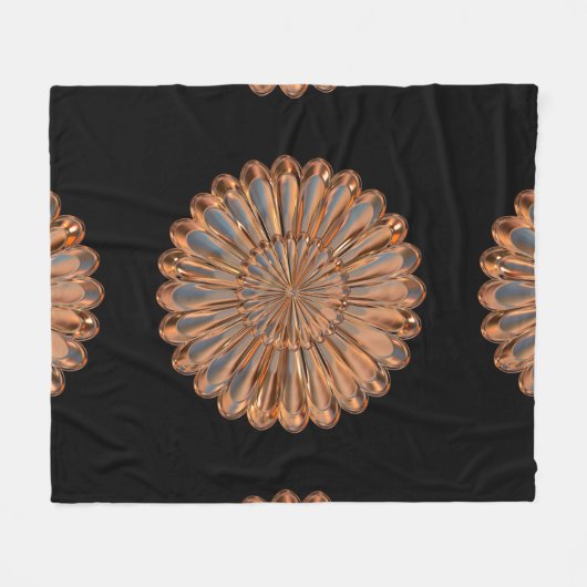 Art deco koper en zwarte bloem elegant fleece deken (Voorkant (Horizontaal))