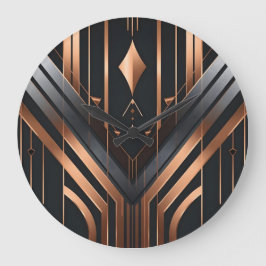 Art Deco Koper & Zilver Geometrisch Ontwerp Grote Klok