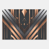 Art Deco koper & zilver geometrisch ontwerp Inpakpapier Vel (Voorkant 2)