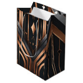 Art Deco koper & zilver geometrisch ontwerp Medium Cadeauzakje (Voorkant Gekanteld)