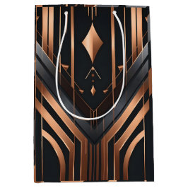 Art Deco koper & zilver geometrisch ontwerp Medium Cadeauzakje