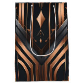 Art Deco koper & zilver geometrisch ontwerp Medium Cadeauzakje (Achterkant)