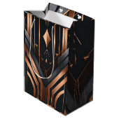 Art Deco koper & zilver geometrisch ontwerp Medium Cadeauzakje (Achterkant Gekanteld)