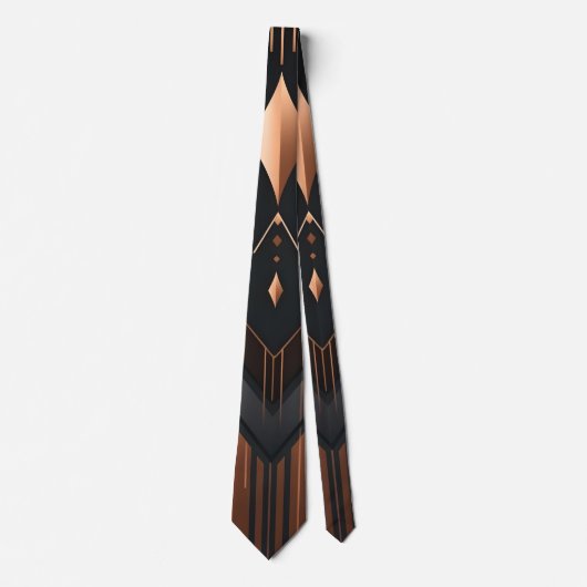 Art Deco koper & zilver geometrisch ontwerp Stropdas (Voorkant)