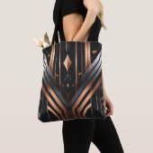 Art Deco koper & zilver geometrisch ontwerp Tote Bag (Dichtbij)