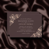 Art Deco  | Koperbruin Roos goudbruin huwelijk Kaart