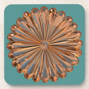 Art deco koperen bloemmedaillon onderzetter