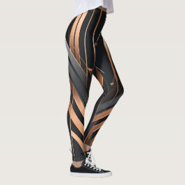 Art Deco koperen en zilveren geometrisch ontwerp Leggings