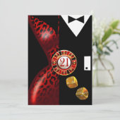 Art Deco Koppel 21e Verjaardag | rode luipaard Kaart (Staand voorkant)