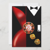 Art Deco Koppel 21e Verjaardagsfeest | rood zwart Kaart (Voorkant)