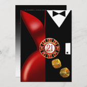 Art Deco Koppel 21e Verjaardagsfeest | rood zwart Kaart (Voorkant / Achterkant)