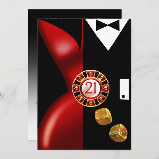 Art Deco Koppel 21e Verjaardagsfeest | rood zwart Kaart (Voorkant / Achterkant)