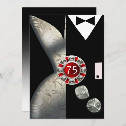 Art Deco Koppel 75e Verjaardagsfeest | rood zwart Kaart (Voorkant / Achterkant)