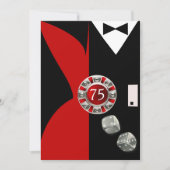 Art Deco Koppel 75e Verjaardagsfeest | rood zwart Kaart (Voorkant)